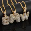 Pendant Necklaces Custom Bubble Letters Name Iced Out Gold Silver Color Rose Rhinestone Hip Hop Jewelry Gift Drop 1