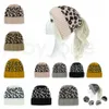 Berretti a coda di cavallo lavorati a maglia leopardati da donna Moda Criss Cross Beanie a coda di cavallo Inverno caldo lana Cappello a maglia casual Cappelli per feste Forniture RRA3649