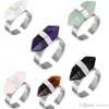 Lindo anel Pedra Natural Bala abertura ajustável anéis de cristal de quartzo Gems Anéis Mujer moda jóias Gemstone Rings