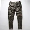 14oz bunte Rock Can Roll Echtes Rindsleder Motorradfahrerhose Vintage Stilvolle Rindslederhose 4 Farben 201126