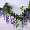 5 sztuk Długi 2m 78.7 calowy Wysoki Sztuczne Kwiaty Wisteria Kwiat Vine Rattan Dekoracyjne Jedwabne Kwiaty Wedding