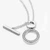 100% 925 sterling zilver dubbele hoepel t-bar ketting mode vrouwen bruiloft verlovings sieraden accessoires voor geschenk