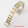 Watch Bands 20mm Width 904L Oyster Stainless Steel Bracelet Black PVD Gold Plated Deployment Buckle Wristwatch Parts Hele22261w