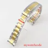 Watch Bands 20mm Width 904L Oyster Stainless Steel Bracelet Black PVD Gold Plated Deployment Buckle Wristwatch Parts Hele22310H