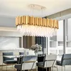 Rechteckige moderne Kronleuchterbeleuchtung für das Esszimmer, luxuriöse LED-Kristalllampe in der Kücheninsel, Gold/Chrom-Leuchten