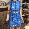 تنانير النساء يناسب Tiedye الأنثى مجموعات غير رسمية ارتباط قطعتين تظهر سرة سمينة سطحية محصول محصول الصيف ارتفاع الخصر فتاة