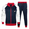 Mens Tracksuit Set Two Piece Sports Wear Fashion Colorblock Jogging Suit Autumn Winter Outfits Gym CLothes 220215