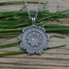12stnor Norse Viking Lotus Mandala om Necklace Amulet Jewelry Buddhism1277h