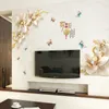中国風の家族の調和の豊富な花の壁のステッカーリビングルームのソファー/テレビの背景装飾デカール壁画美術詩ステッカー201201