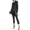 EAM coupe ample noir pansement évider un côté veste revers à manches longues femmes manteau mode printemps automne 1A4470 201029