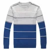 Camisola masculina casual O-pescoço listrado fino ajuste knittwear outono inverno mens suéteres pulôver homens pullover homens puxar homme m-3xl