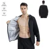 Sauna na siłowni kurtka sauna dla mężczyzn fitness Szybki pocenie się z kapturem płaszcz mięśni nabudowany sportowy ubrania