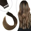 Straight Tape In Human Hair Extensions Ombre Highlight Color PU Brazilian Remy Hair Extensions 14-14 inch