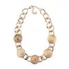 Novo design vintage gargantilha colar para mulheres moda folha grossa liga colares collier femme jóias 5530778