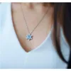 Frozen Natural Gem Necklace Silver Plated Zircon Crystal Snowflake Halsband Kristus Sqceep Queen66