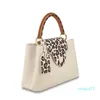 Women's Handbags Wild at Heart Capsule Collection Tote Bags Capucines Kapsin Leather Leopard Print Colorblock One Shoulder299D