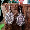 Pendientes colgantes de araña bohemios grandes ovalados Vintage Zirconia cúbica brillante completa Micro Pave CZ pendientes colgantes para mujer regalo joyería Tribal1