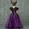 Roxo preto crianças malévola traje meninas bruxa escura vilão halloween fantasia tutu vestido festa de noite carnaval vestidos de baile 2008583471