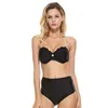 Sexy Schwarz Hohe Taille Shell Bikini Frauen 2PC Set Perle Seil Halter Bikinis Frauen Badeanzug M192C