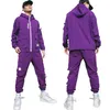 Spring Cargo Pants Hombres Algodón Cordón Muchos bolsillos Joggers Pantalones Purple Black Tobillo Banded male Casual Pants BINHIIRO 201110