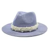 Zomer nieuwe mode parel gebreide hoed opvouwbare strand zon hoed uv bescherming fedoras jazz caps circle garen strom hoeden