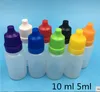 1000 pièces livraison gratuite 10ml bouteille en plastique pour gouttes pour les yeux rouge jaune bleu noir couvercle gouttes ophtalmiques bouteilles d'emballage vides