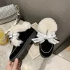 Vendita calda-2020 moda Bowknot stivali invernali in cotone caldo da donna stivali da neve bassi leggeri per scarpe da donna comode alla caviglia con plateau