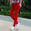 Весна Лето 2021 Красные Скинни Джинсы Мужчины Корейские Повседневная Небольшие Ноги Карандаш Модные Брюки Человеки Подростки Тощие Школьные штаны