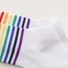 Calzini da uomo Instime Unisex Stripes Mid Men Harajuku Colorati Divertenti 100 cotone 1 paio Kawaii Rainbow Color Taglia 35-422409