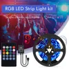 RGB LED Strip Light SMD5050 Diode Flexible Ribbon 5M 10M LED Strip Full Set with Music Controller 20 Keys Remote 12V Power Adapter