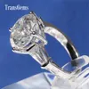 Transgems Luxury 5 karaat lab gekweekte diamant met accenten trouwring solide 14k gouden verlovingsband y200620