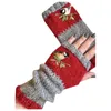 Fem fingrar handskar toppsäljning 2021 Kvinnor Winter Knit Warm Plus Velvet Embroidere Outdoor Support Wholesale Drop1