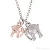 Charm hanger kettingen elegante kleur collares chocker ketting familie sieraden twee olifanten ketting