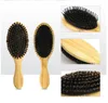 Ensemble de brosses à cheveux 100 % poils de sanglier, masseur de tête, poils naturels doux pour cheveux fins et fins. Restaure la brillance et la texture. Peigne en hêtre