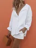 Cotton SingleBreasted Two Piece Set Summer Solid Vintage Women's Suits Long Sleeve Tops and Elastic Waist Pockets Shorts T200325