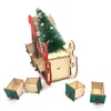 Christmas Sleigh Tree Wooden Advent Calendar Countdown Xmas Party Decor 24 Drawers with LED Light Ornament 201127