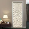 3D estoleiro estampado em relevo bege folhas adesivas de porta de decoração mural mural de parede criativa DIY Auto-adesivo porta de estar Papel de parede 201009
