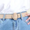 Cinture da donna cintura in pelle moda moda fibbia rotonda in metallo femmina vestito per il tempo libero jeans selvatici senza cinghia per pin all-match signora regolabile