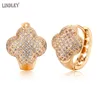 Hoop Huggie Lindley 2021 Jewelry Earrings for Women Dangle Drop Gold 585 Rose Fourleaf Clover Fashion Trend Party Wedding12656283