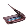 Mannen zakelijke lederen billfold portemonnee merk luxe korte slank mannelijke portemonnees geld credit card fold clutch bag groothandel