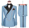 Svart brudgum Wear Groomsmen Suits Men Wedding Tuxedos Double Breasted For Slim Fit 2 Pieces Set Prom Party Suits Jacket With Pants276b