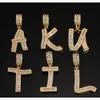 A-z Iced Out Baguette Initials Single Letters Hip Hop Pendant Chain Gold Silver Bling Zirconia Men's Hip