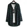 Women Blouse Shirt Loose Casual Plaid Shirts Long Sleeve Large Size Tops Blouses Red Green 220217