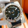 Luxusuhr Zielony Diament Bezel Automatyczne mechaniczne Ruch Męski Zegarek Wysokiej Jakości Gumowy Pasek Relojes de Lujo para Hombre