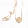 NEW Round Pendant Hollow Out Flower Design Necklace Gold White Rose Color Optional Best gift to Women necklace