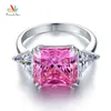 Peacock Star Luxus-Ring aus massivem 925er-Sterlingsilber mit drei Steinen, 8 Karat, Fancy Pink, mit Diamanten CFR8156 J0112