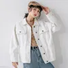 100% Baumwolle Denim Jacke Herbst Neue Koreanische Stil Feste Weiße Kurze Jeans Jacke Frauen Weibliche Student Kurzmantel L0047 201106