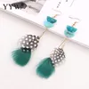 Dangle & Chandelier Trendy Women Long Drop Earrings Polka Dot Feather Pendants Vintage Tribal Folk Crafts Assorted Personality Ear Jewelry K