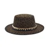 Breda Brim Hats Leopard Print Wool Fedora för kvinnor Flat Top Bowler Hat Autumn Winter Jazz Cap Brimpanama P271