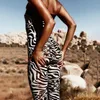 Kadın Tulum Zebra Baskı Patchwork Bodycon Seksi Bodysuit Spor Bayan Giyim Streetwear Spor Parti Club Giyim Kıyafetleri T200401